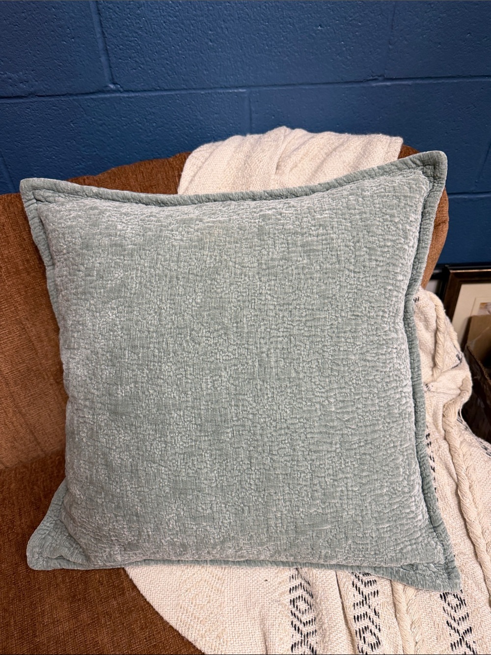 Soft Textured Square Throw Pillow - Sage Green